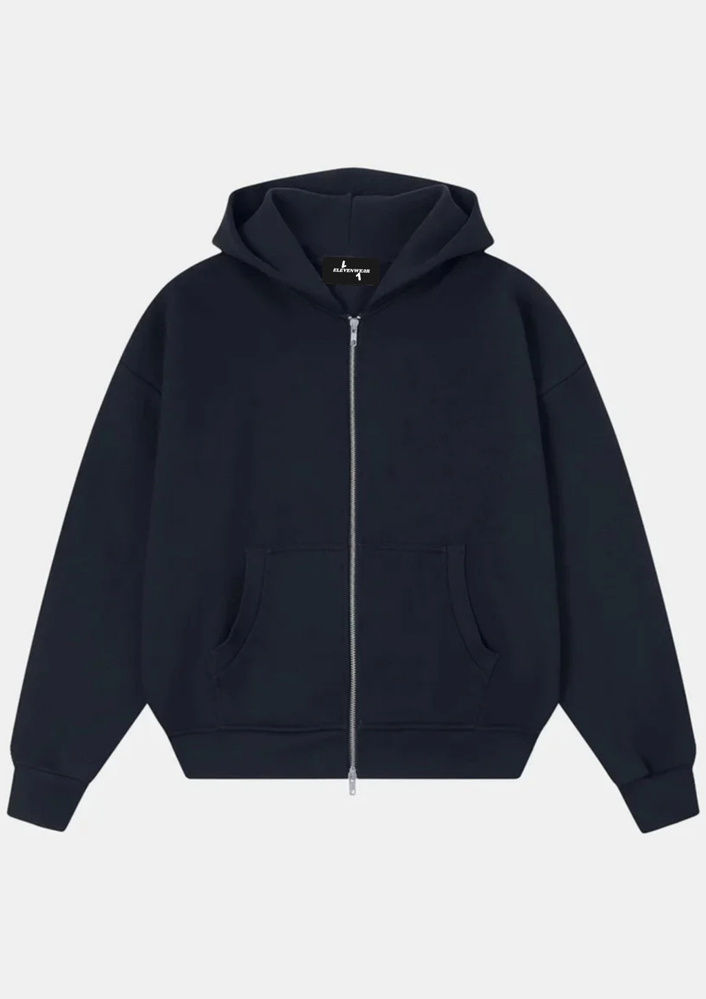 COZY BOXY ZIP-UP HOODIE - NAVY BLUE