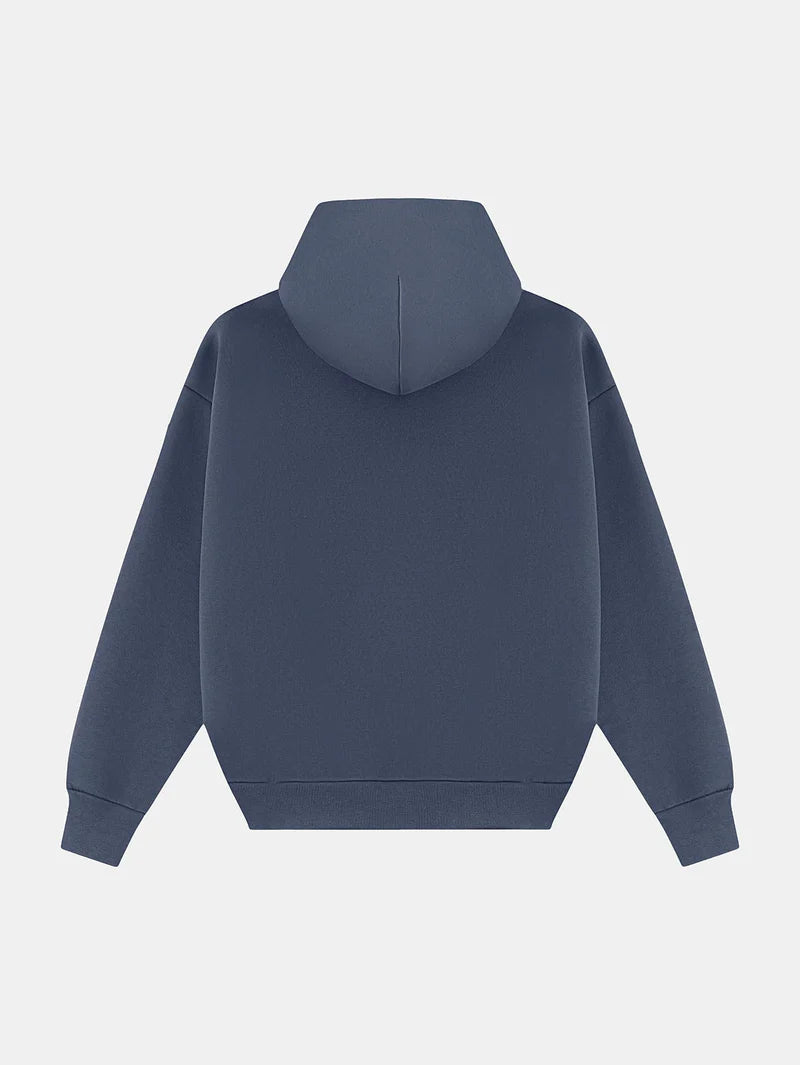 HEAVY BOXY ZIP-UP HOODIE - DARK BLUE