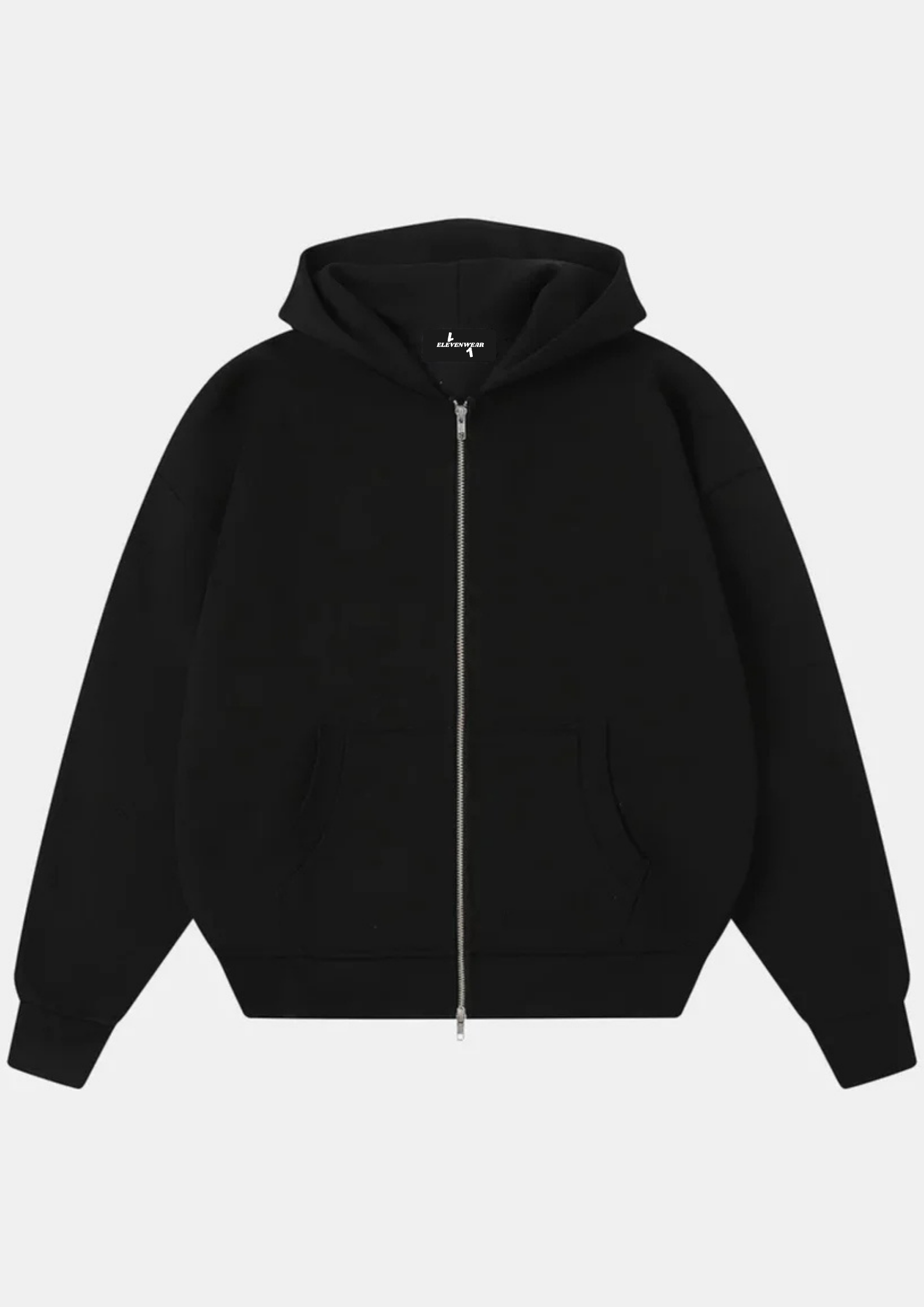 COZY BOXY ZIP-UP HOODIE - BLACK