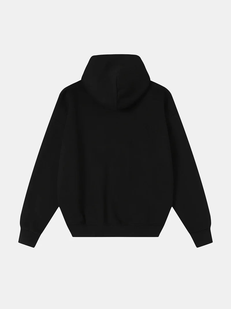 HEAVY BOXY ZIP-UP HOODIE - BLACK