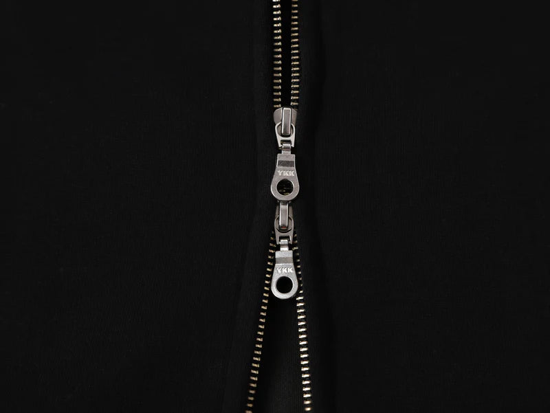 HEAVY BOXY ZIP-UP HOODIE - BLACK