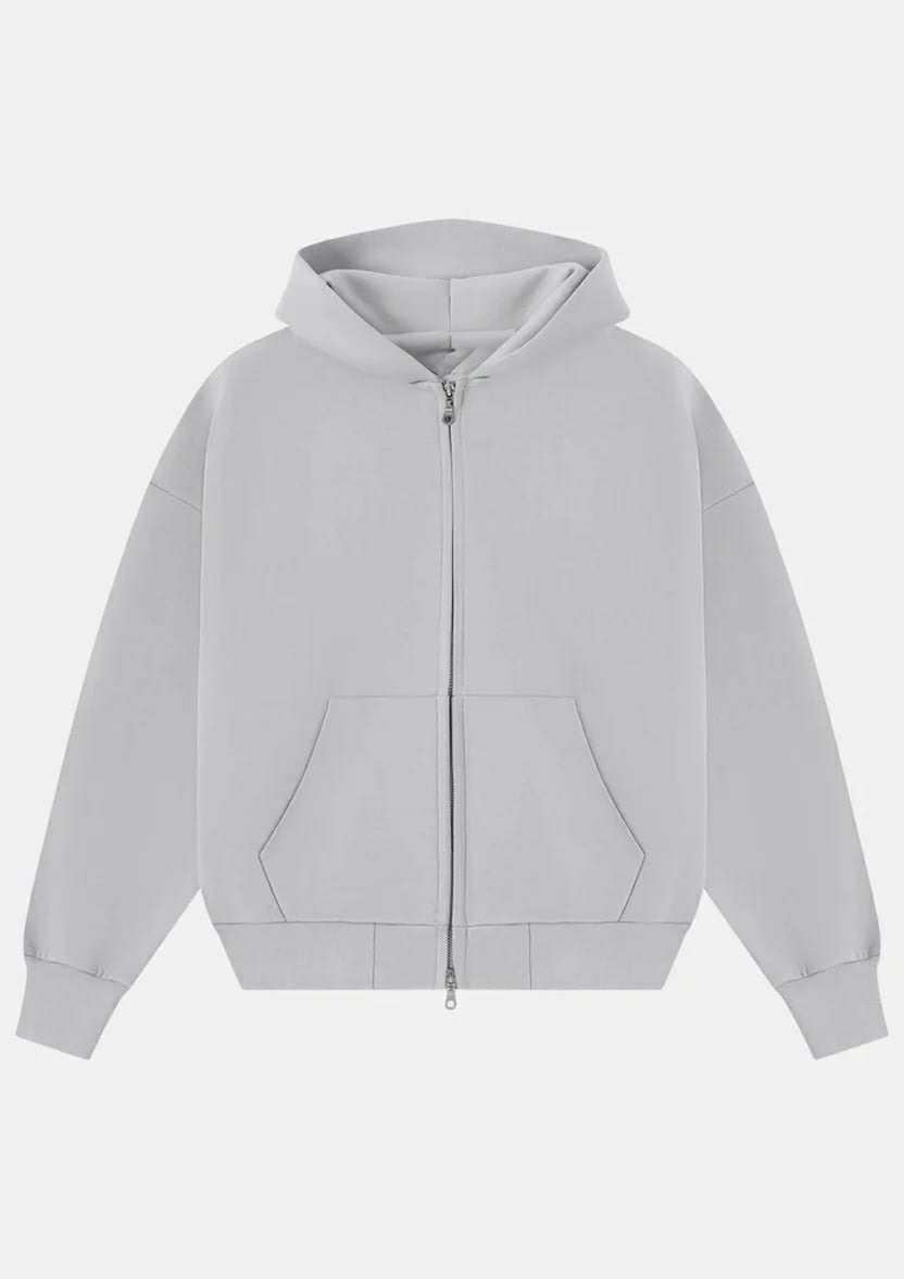 HEAVY BOXY ZIP-UP HOODIE - ARCTIC GRAY