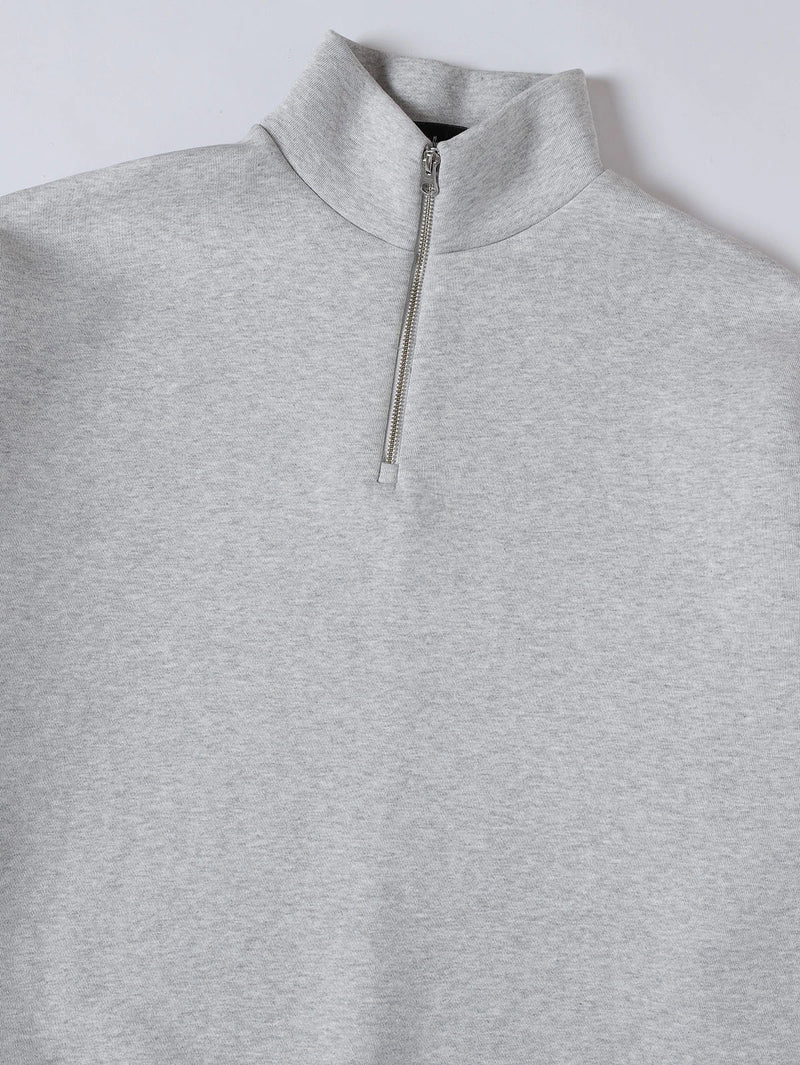 HEAVY BOXY QUARTER-ZIP SWEATER - FLOWER GRAY