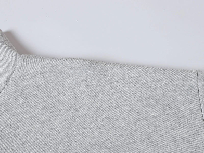 HEAVY BOXY QUARTER-ZIP SWEATER - FLOWER GRAY