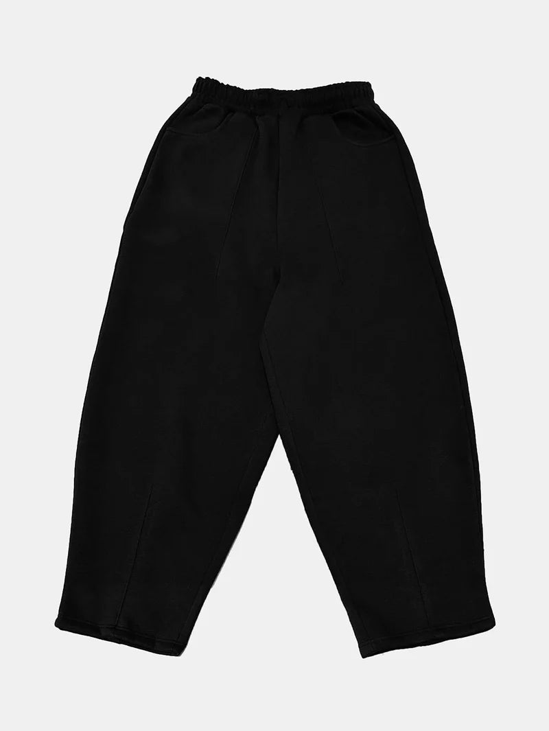 COZY STRAIGHT LEG SWEATS - BLACK