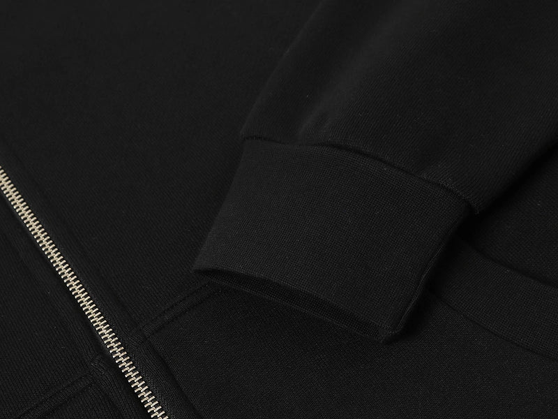 COZY BOXY ZIP-UP HOODIE - BLACK