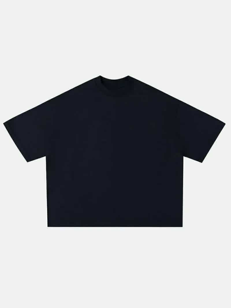 BOXY CROPPED T-SHIRT - NAVY BLUE