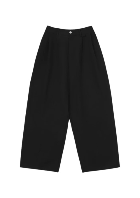 BAGGY PLEATED PANTS - BLACK