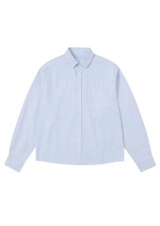 BOXY STRIPED LONG-SLEEVE SHIRT - BLUE