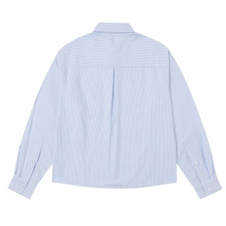 BOXY STRIPED LONG-SLEEVE SHIRT - BLUE
