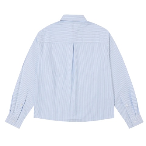 BOXY STRIPED LONG-SLEEVE SHIRT - BLUE