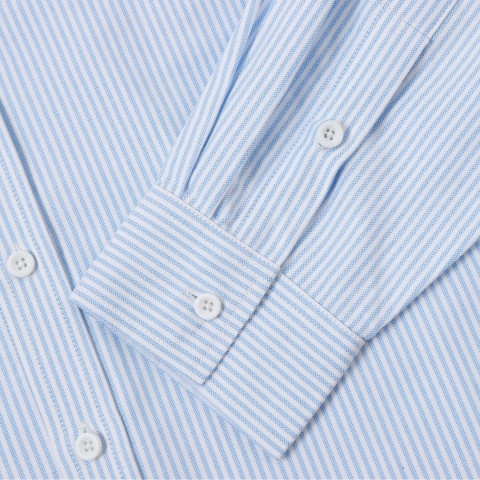BOXY STRIPED LONG-SLEEVE SHIRT - BLUE