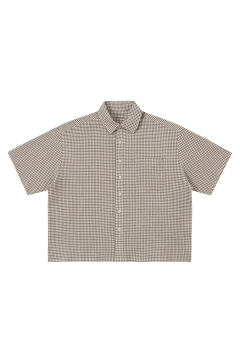 BOXY STRIPED SHORT-SLEEVE SHIRT - BEIGE