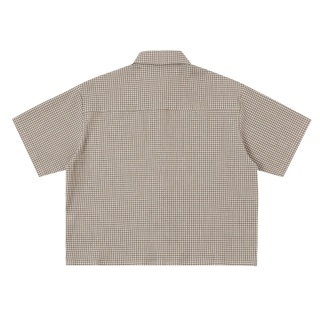 BOXY STRIPED SHORT-SLEEVE SHIRT - BEIGE