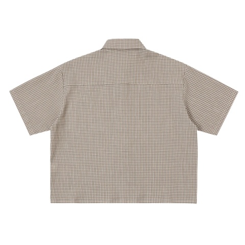 BOXY STRIPED SHORT-SLEEVE SHIRT - BEIGE