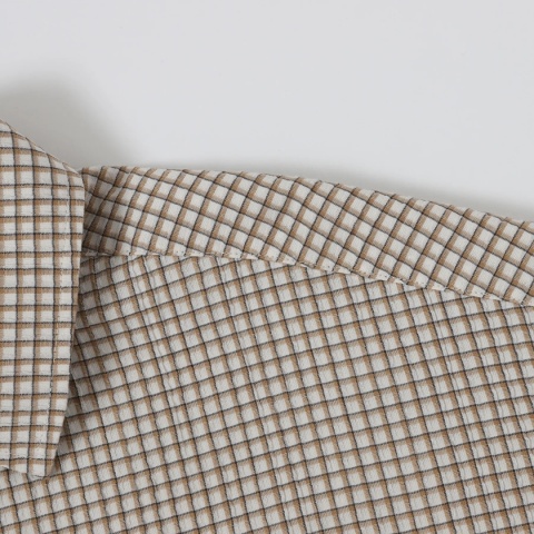 BOXY STRIPED SHORT-SLEEVE SHIRT - BEIGE