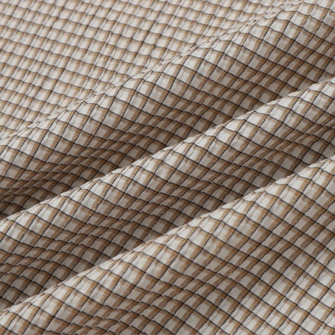 BOXY STRIPED SHORT-SLEEVE SHIRT - BEIGE