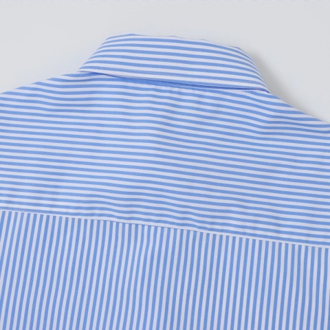 BOXY STRIPED SHORT-SLEEVE SHIRT - BLUE
