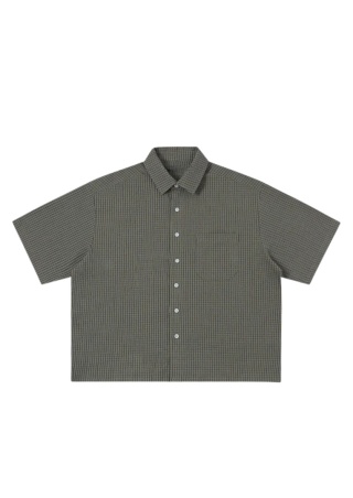 BOXY STRIPED SHORT- SLEEVE SHIRT - GREEN