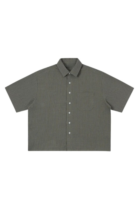 BOXY STRIPED SHORT- SLEEVE SHIRT - GREEN