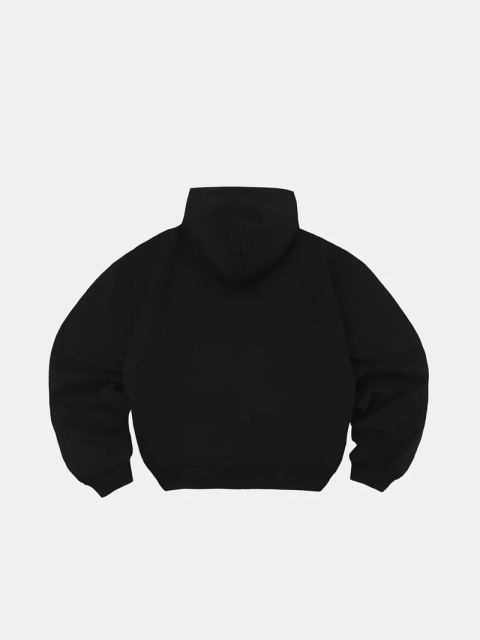 BOXY ZIP-UP HOODIE - BLACK
