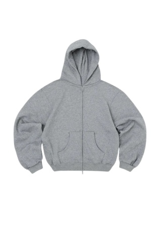 BOXY ZIP-UP HOODIE - FLOWER GRAY
