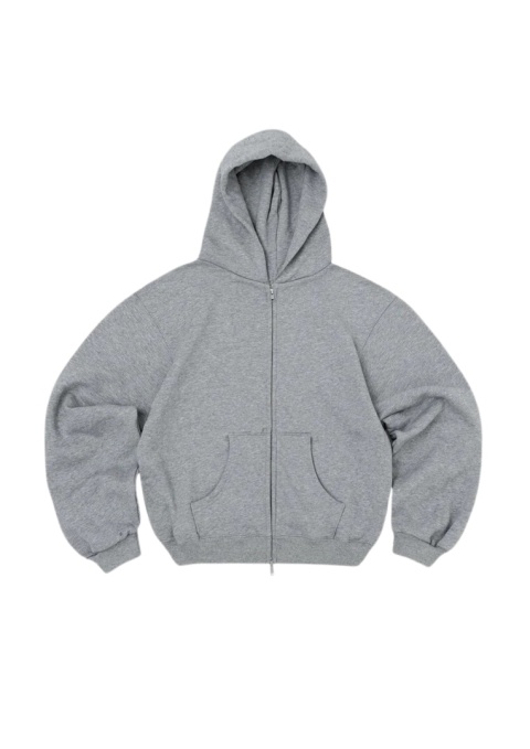BOXY ZIP-UP HOODIE - FLOWER GRAY