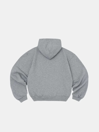 BOXY ZIP-UP HOODIE - FLOWER GRAY