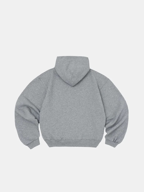 BOXY ZIP-UP HOODIE - FLOWER GRAY