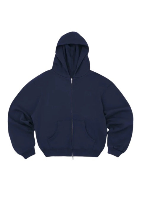 BOXY ZIP-UP HOODIE - NAVY BLUE