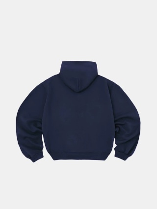 BOXY ZIP-UP HOODIE - NAVY BLUE