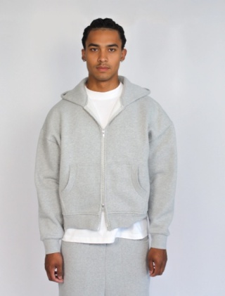 COZY BOXY ZIP-UP HOODIE - GRAY