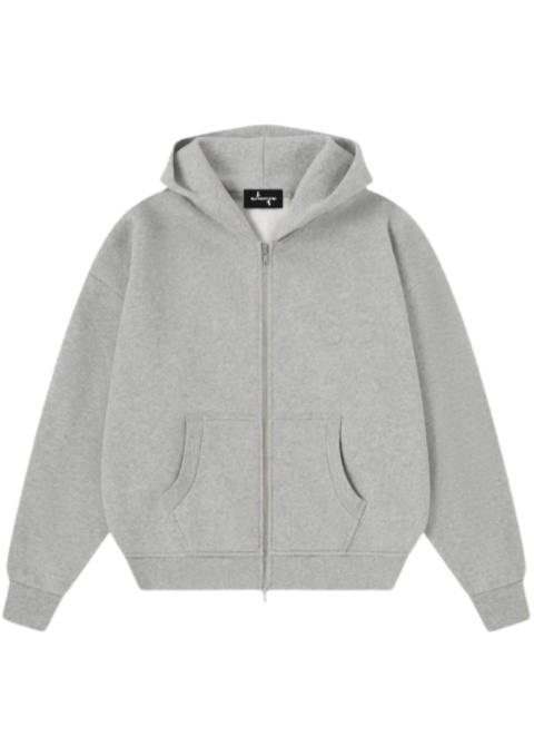COZY BOXY ZIP-UP HOODIE - GRAY