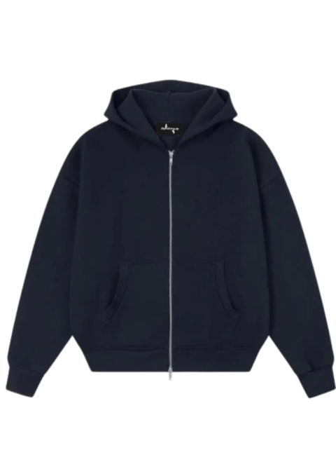 COZY BOXY ZIP-UP HOODIE - NAVY BLUE