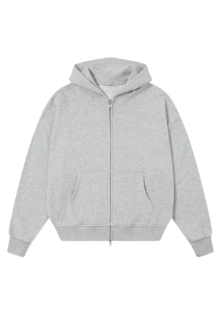FLOWY ZIP-UP HOODIE - FLOWER GRAY