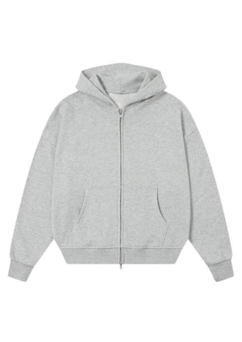 FLOWY ZIP-UP HOODIE - FLOWER GRAY