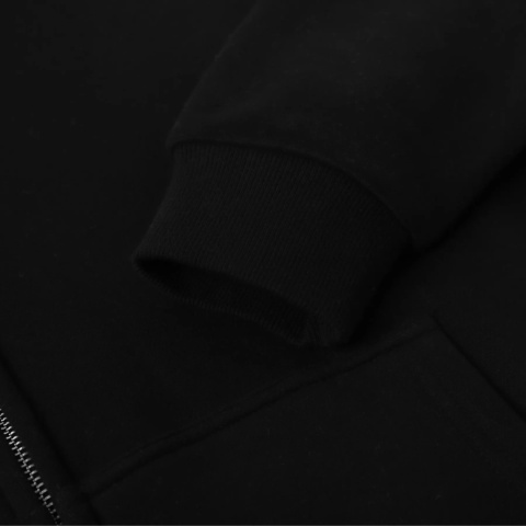 FLOWY ZIP- UP HOODIE - BLACK