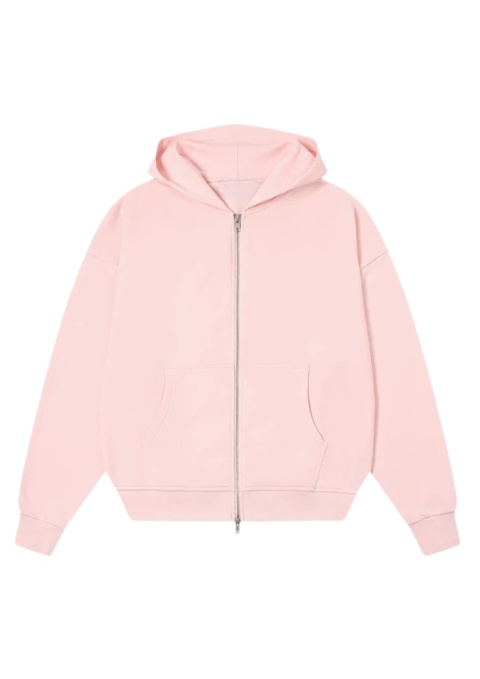 FLOWY ZIP- UP HOODIE - PINK