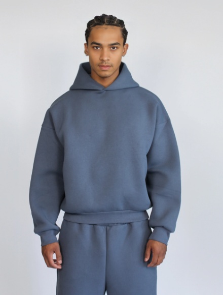 HEAVY BOXY HOODIE - DARK BLUE