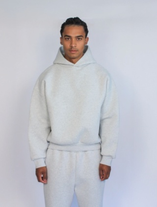 HEAVY BOXY HOODIE - FLOWER GRAY