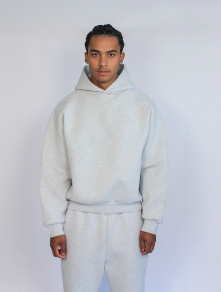 HEAVY BOXY HOODIE - FLOWER GRAY