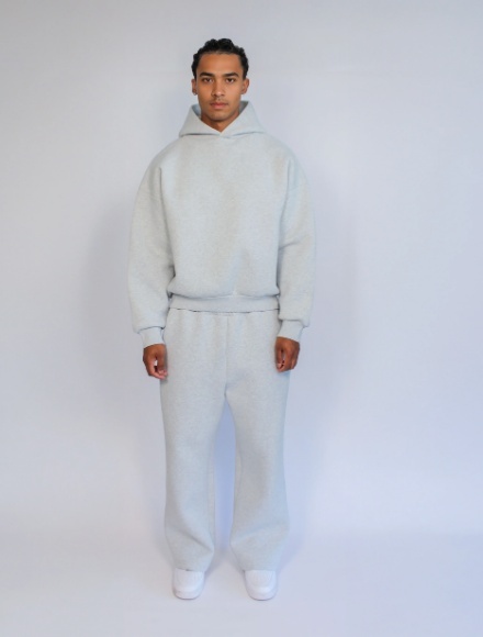 HEAVY BOXY HOODIE - FLOWER GRAY