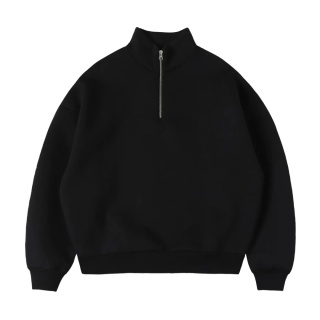 HEAVY BOXY QUARTER ZIP - BLACK
