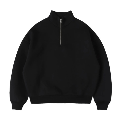 HEAVY BOXY QUARTER ZIP - BLACK