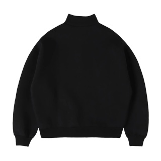 HEAVY BOXY QUARTER ZIP - BLACK