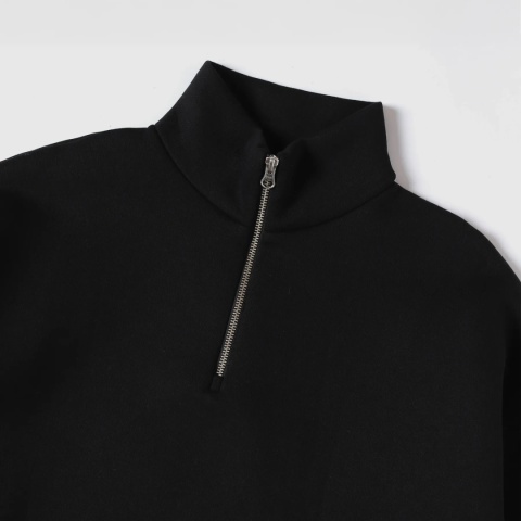 HEAVY BOXY QUARTER ZIP - BLACK