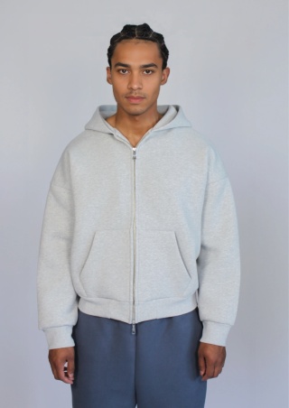 HEAVY BOXY ZIP-UP HOODIE - ARCTIC GRAY