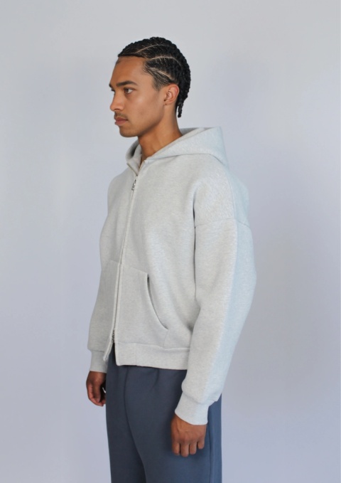 HEAVY BOXY ZIP-UP HOODIE - ARCTIC GRAY