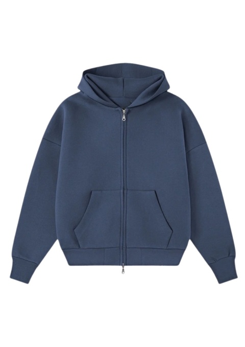 HEAVY BOXY ZIP-UP HOODIE - DARK BLUE