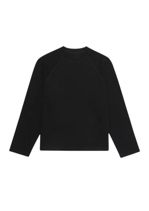 LONG SLEEVE WAFFLE WAVE - BLACK